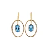 Josephs Jewelers Earrings>14K Yellow Gold Oval Aquamarine and Diamond Earrings
