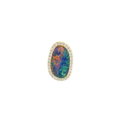 Josephs Jewelers Necklaces And Pendants>14K Yellow Gold Oval Australian Opal Doublet Pendant