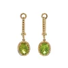Josephs Jewelers Earrings>14K Yellow Gold Oval Peridot and Diamond Earrings