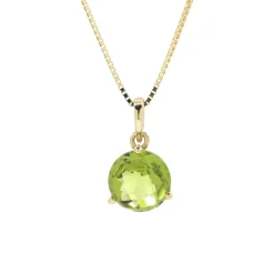 Josephs Jewelers Necklaces And Pendants>14K Yellow Gold Round Peridot Pendant and Chain