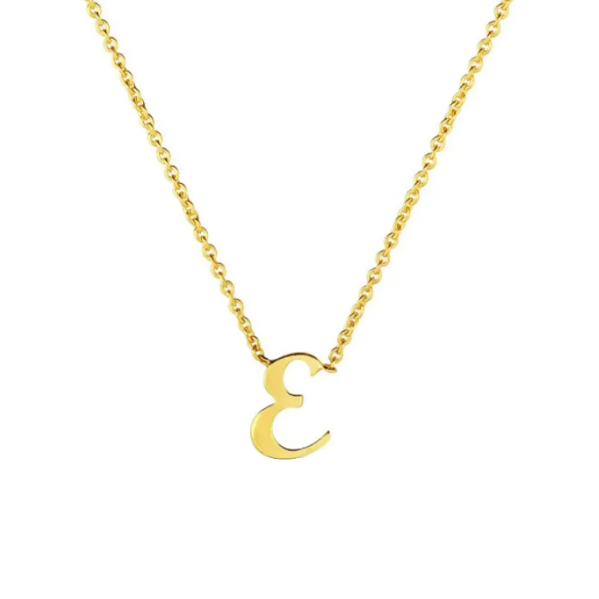 Josephs Jewelers Necklaces And Pendants>18K Yellow Gold Small Script “E” Pendant with Chain