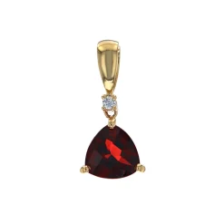 Josephs Jewelers Necklaces And Pendants>14K Yellow Gold Trillion Garnet and Diamond Pendant