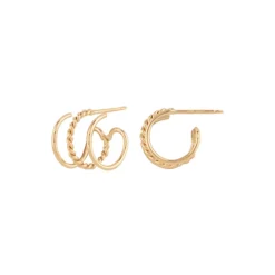 Josephs Jewelers Earrings>14K Yellow Gold Triple Cuff Huggie Earrings