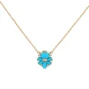 Josephs Jewelers Necklaces And Pendants>14K Yellow Gold Turquoise and Diamond Necklace