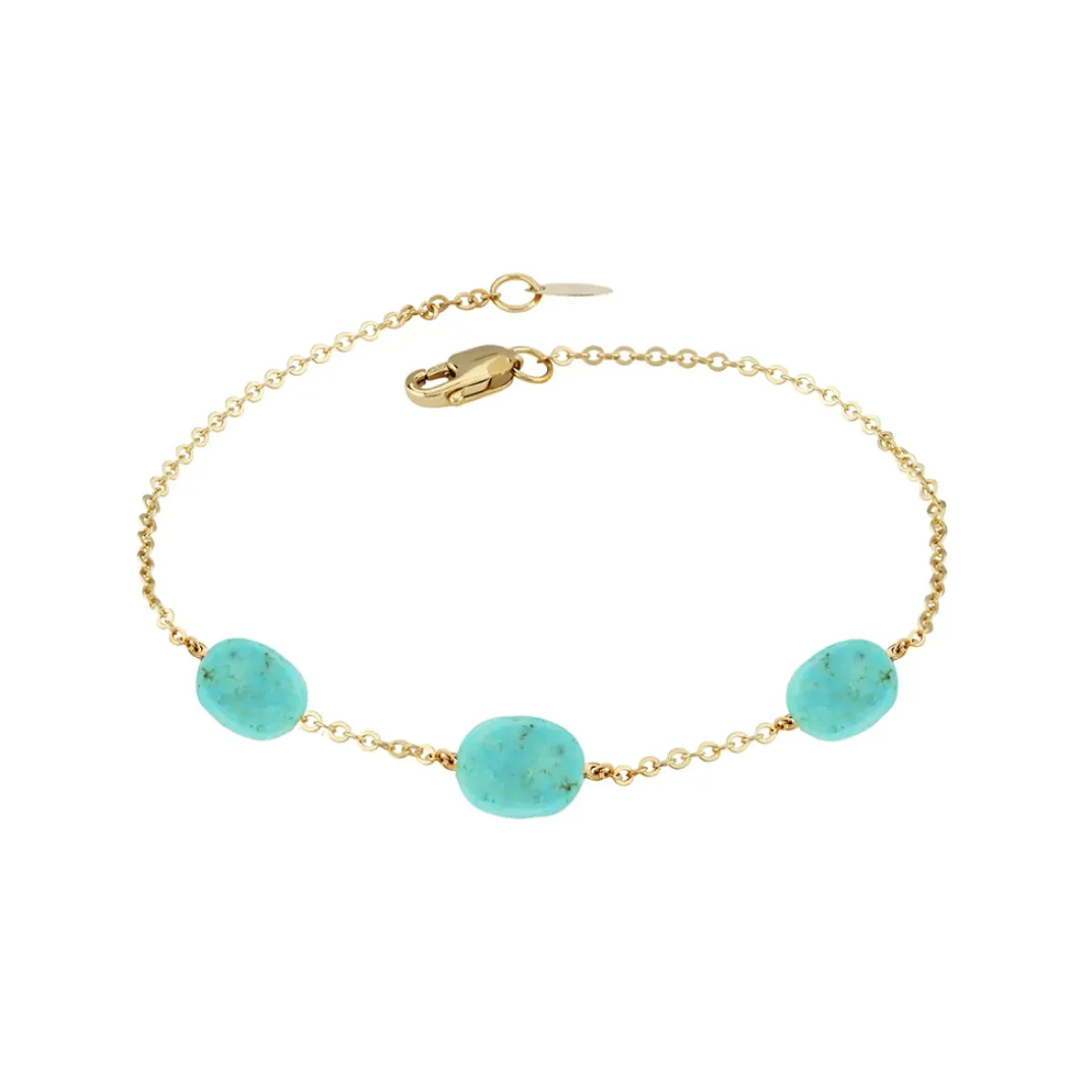 Josephs Jewelers Bracelets>14K Yellow Gold Turquoise Nugget Station Bracelet