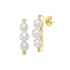 Josephs Jewelers Earrings>18K Yellow Gold White Freshwater Pearl and Diamond Earrings