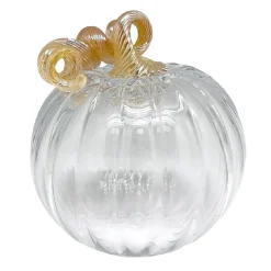 Josephs Jewelers Home Décor>Mariposa – Large Clear & Gold Glass Pumpkin