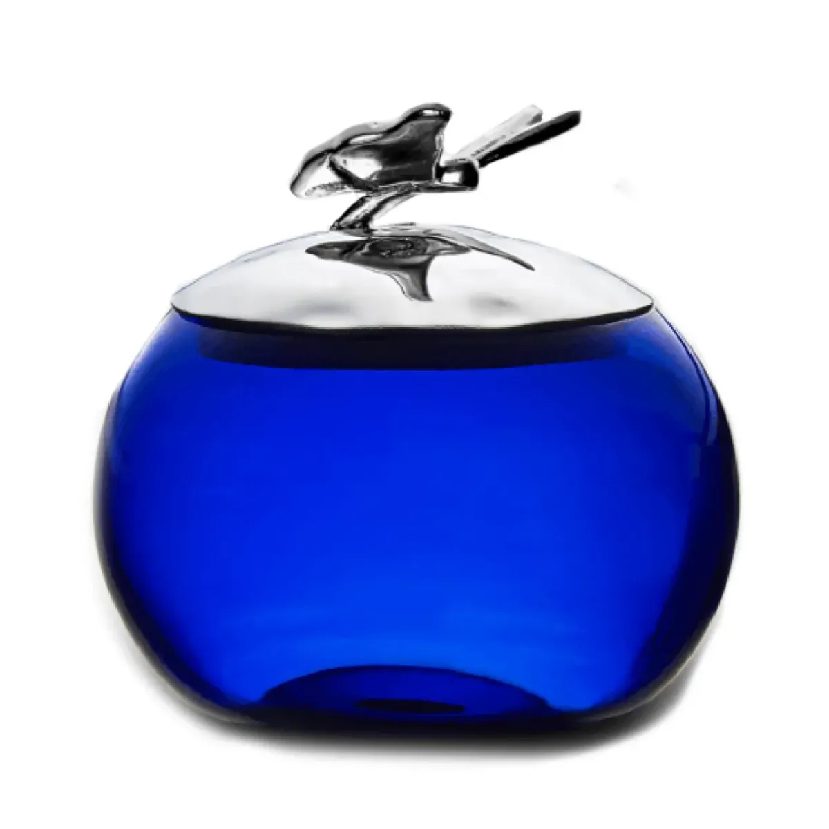 Josephs Jewelers Serveware>Mary Jurek – Butterfly Blue Glass Bowl w/ Lid