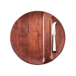 Josephs Jewelers Serveware>Mary Jurek – Sierra Divided Wood Tray w/ Knife