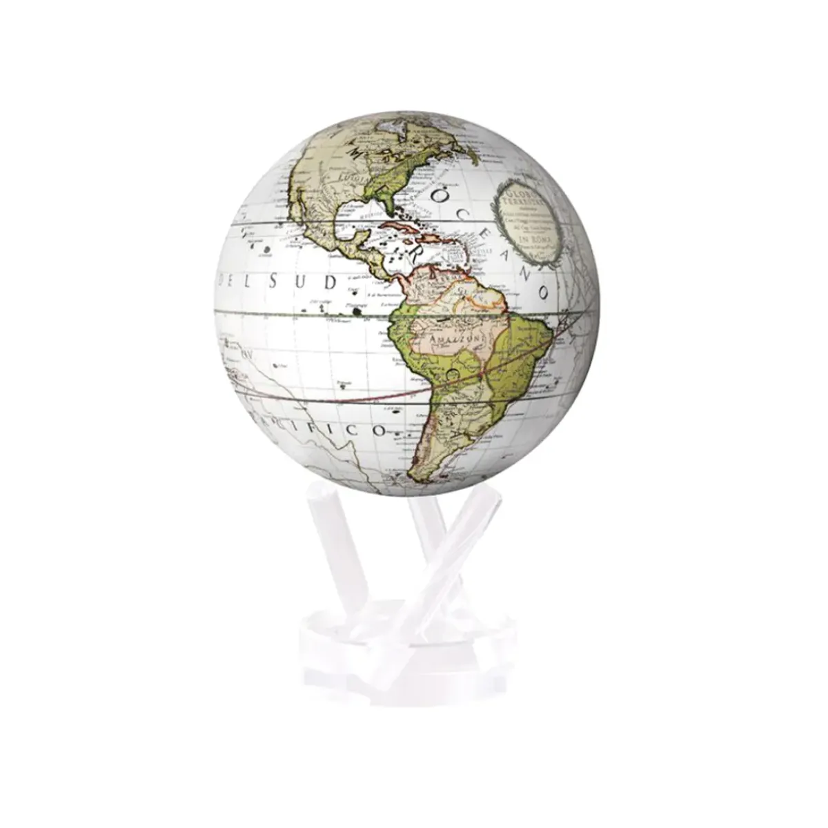 Josephs Jewelers Home Décor>Mova – Antique Terrestrial White Globe 4.5″