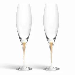 Josephs Jewelers Serveware>Orrefors – Intermezzo Gold Champagne Flute Pair