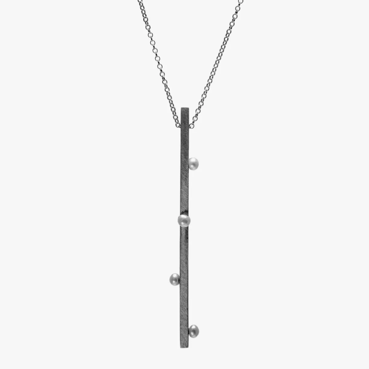 Josephs Jewelers Necklaces And Pendants>Oxidized Sterling Silver Stick Freshwater Pearl Pendant with Chain