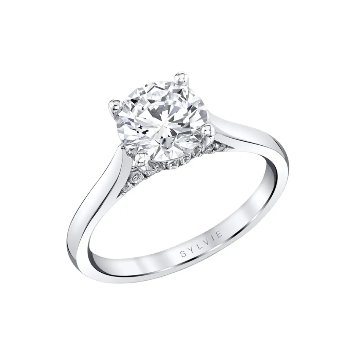 Josephs Jewelers Engagement Rings>Round Cut Diamond Bridge Hidden Halo Engagement Ring – Lisa