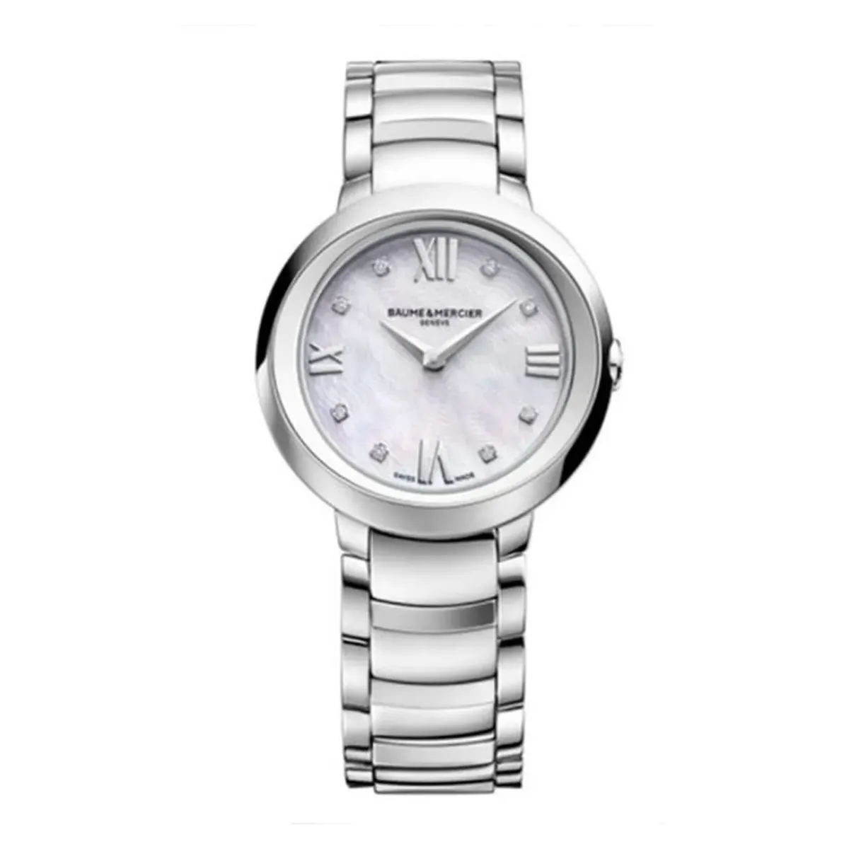 Josephs Jewelers Baume And Mercier Watches>Stainless Steel Baume & Mercier Mother of Pearl Promesse Watch