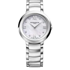 Josephs Jewelers Baume And Mercier Watches>Stainless Steel Baume & Mercier Mother of Pearl Promesse Watch