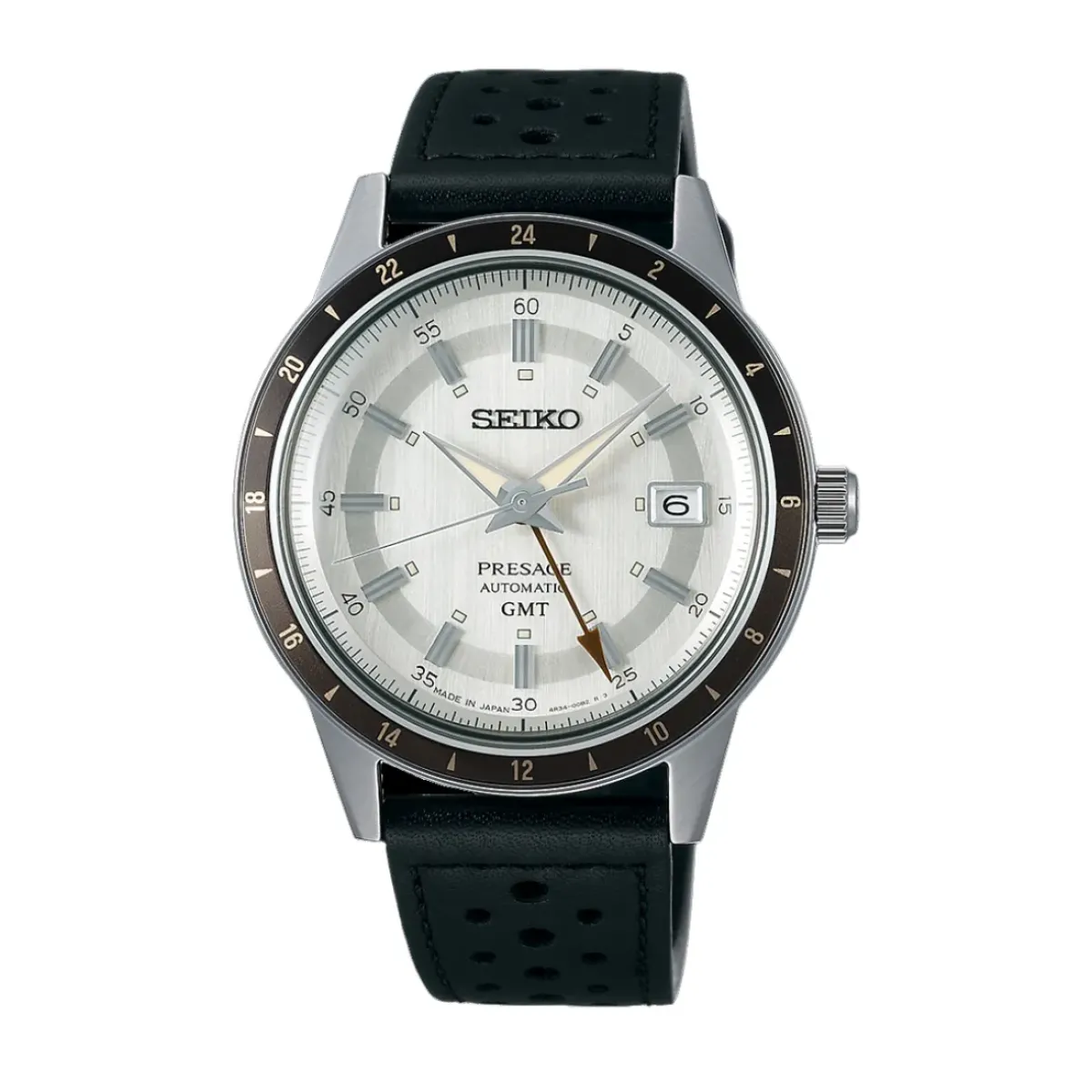 Josephs Jewelers Seiko Watches>Stainless Steel Seiko Presage Style 60’s GMT