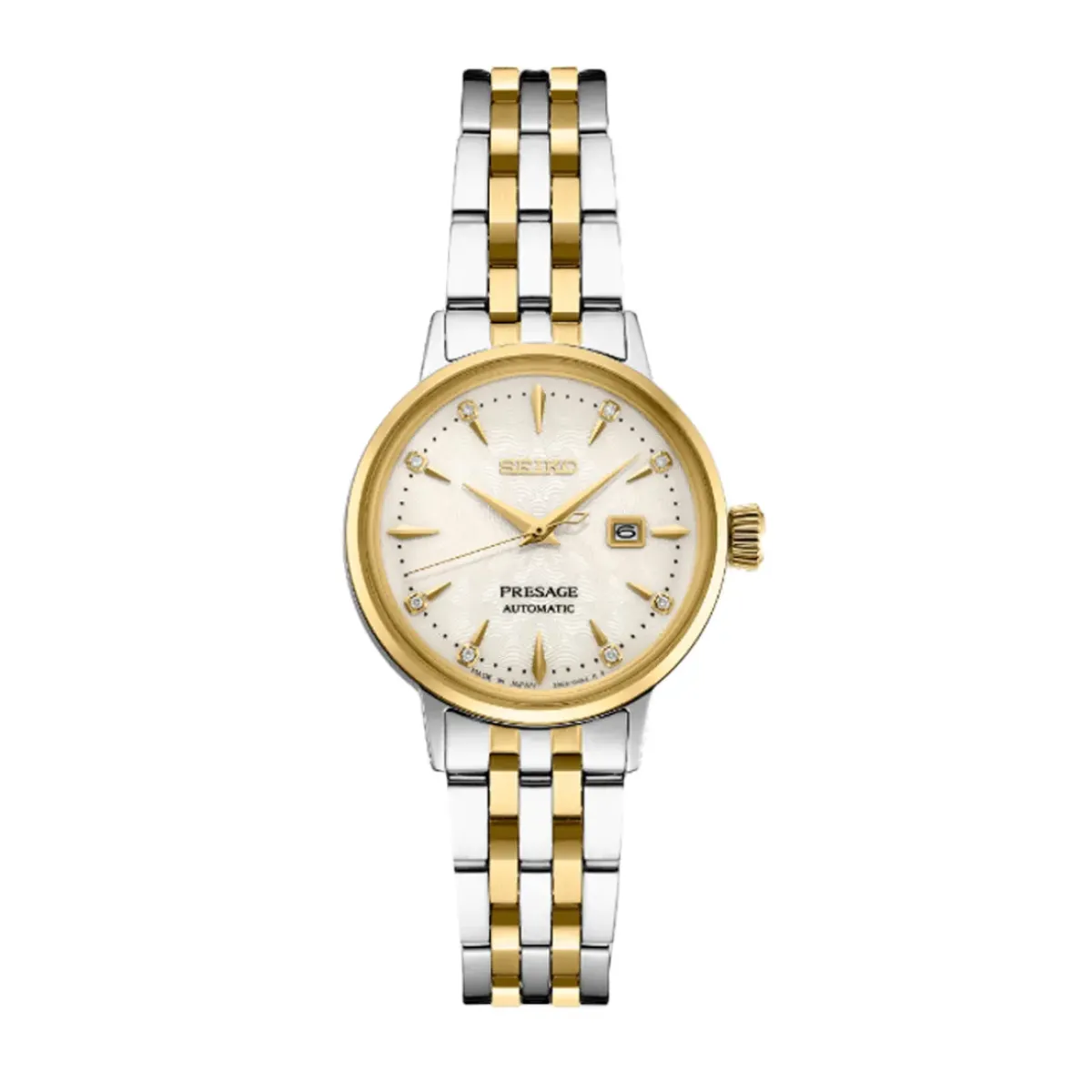 Josephs Jewelers Seiko Watches>Stainless Steel Two Tone Yellow Gold Plated Seiko Presage Cocktail Time