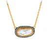 Josephs Jewelers Necklaces And Pendants>Sterling Silver and 24K Yellow Gold Pearl and Diamond Necklace