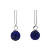 Josephs Jewelers Earrings>Sterling Silver Bar Earrings with Lapis Beads