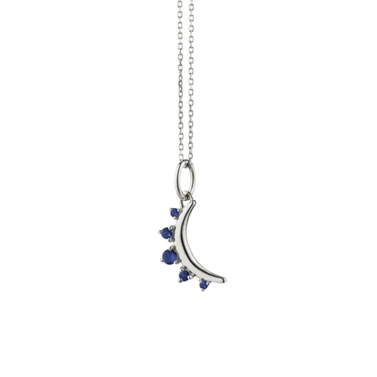 Josephs Jewelers Necklaces And Pendants>Sterling Silver Blue Sapphire Moon Pendant with Chain