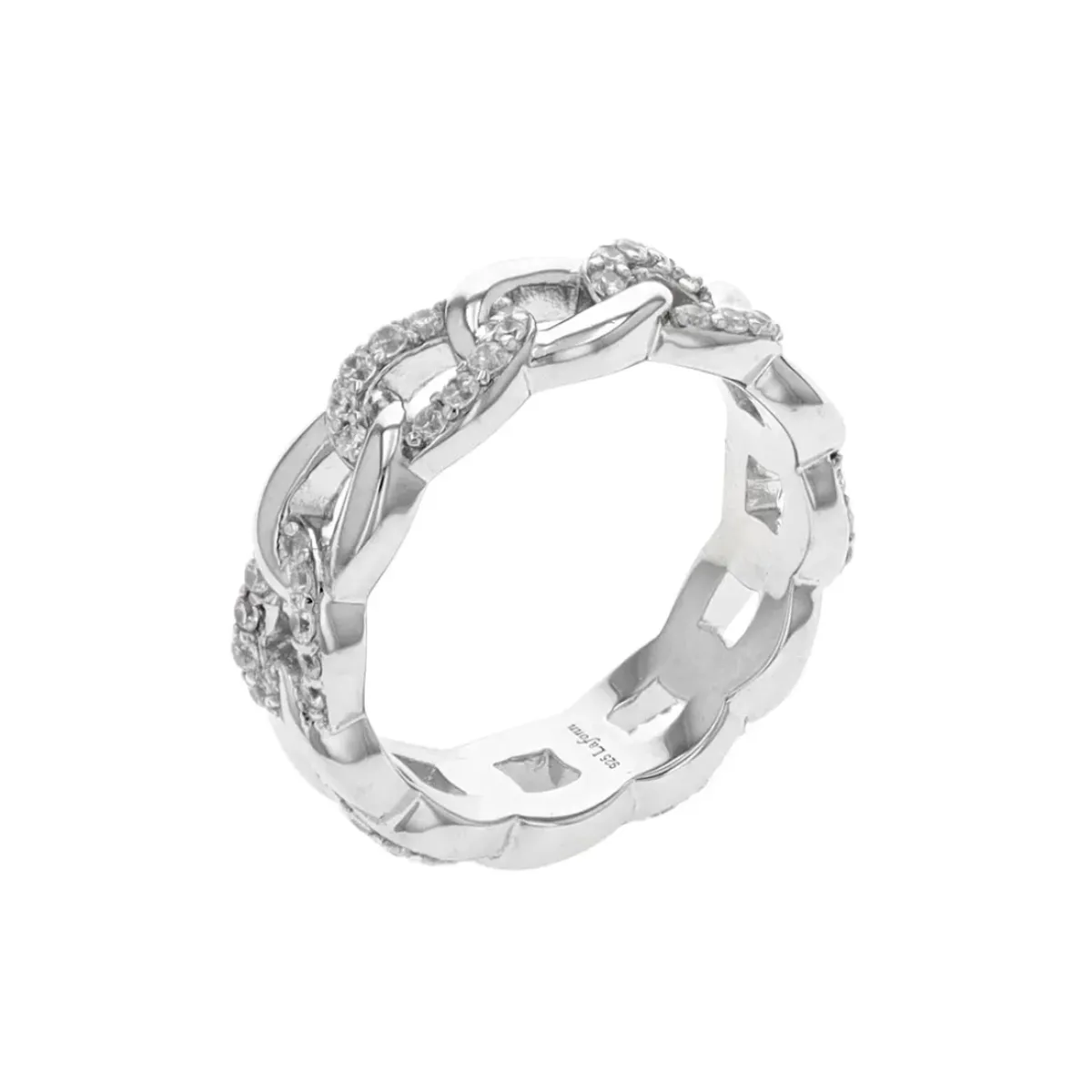 Josephs Jewelers Rings>Sterling Silver Cubic Zirconia Link Ring
