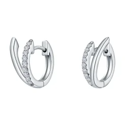 Josephs Jewelers Earrings>Sterling Silver Cubic Zirconia “V” Huggie Earrings