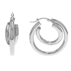 Josephs Jewelers Earrings>Sterling Silver Double Tube Hoop Earrings