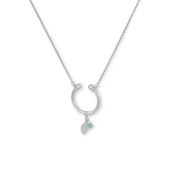Josephs Jewelers Necklaces And Pendants>Sterling Silver Horseshoe Blue Topaz Necklace