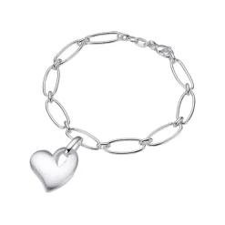 Josephs Jewelers Bracelets>Sterling Silver Link Bracelet with Heart