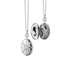 Josephs Jewelers Necklaces And Pendants>Sterling Silver Midi Starburst Locket with Chain