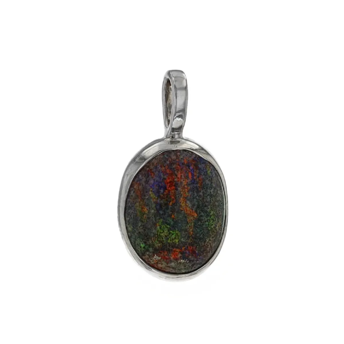 Josephs Jewelers Necklaces And Pendants>Sterling Silver Oval Opal Pendant