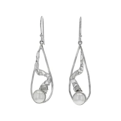 Josephs Jewelers Earrings>Sterling Silver Pearl Drop Freeform Earrings