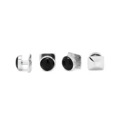 Josephs Jewelers Men’s Jewelry>Sterling Silver Plate Onyx Stud Cufflinks