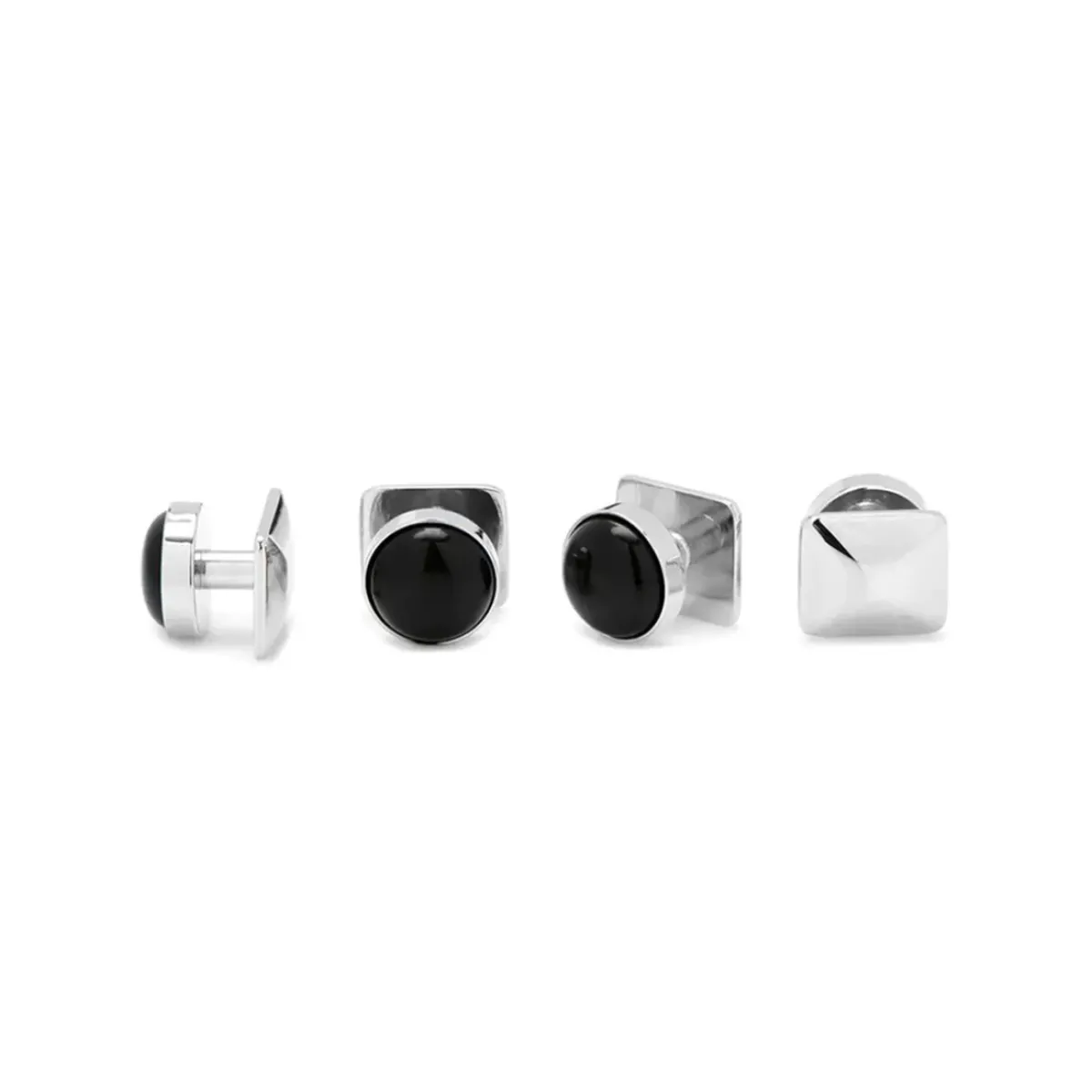 Josephs Jewelers Men’s Jewelry>Sterling Silver Plate Onyx Stud Cufflinks