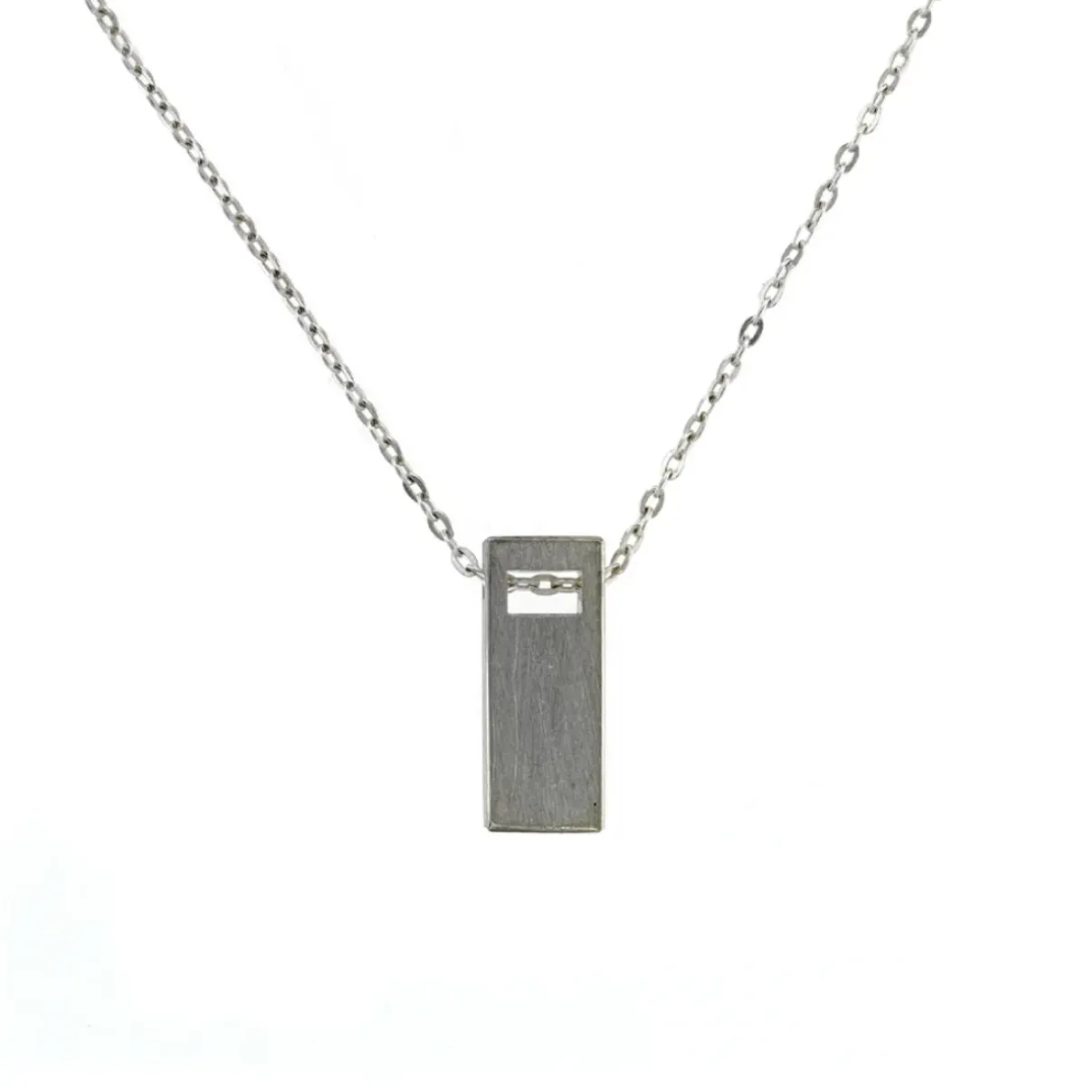Josephs Jewelers Necklaces And Pendants>Sterling Silver Rectangular Cutout Pendant with Chain