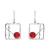 Josephs Jewelers Earrings>Sterling SIlver Red Coral Dangle Earrings