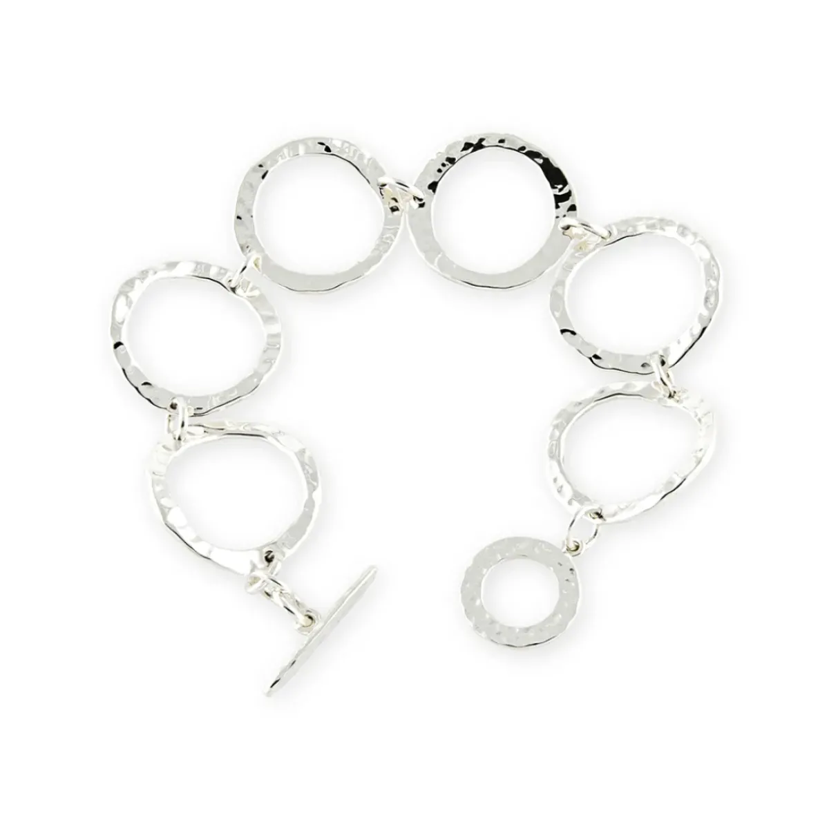 Josephs Jewelers Bracelets>Sterling Silver Ripple Circle Link Bracelet