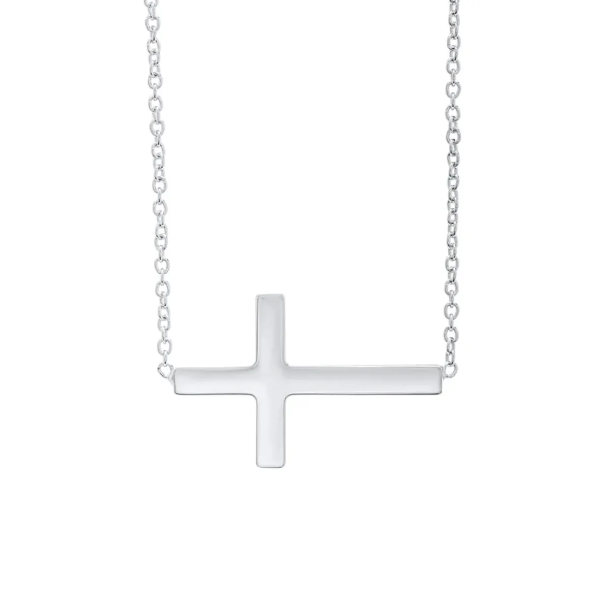 Josephs Jewelers Necklaces And Pendants>Sterling Silver Sideway Cross Necklace