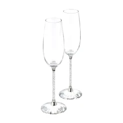 Josephs Jewelers Serveware>Swarovski – Silver Crystalline Toasting Flute Pair