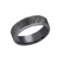 Josephs Jewelers Wedding Bands For Men>Tantalum Swirl Pattern Wedding Band