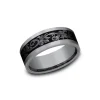 Josephs Jewelers Wedding Bands For Men>Tantalum Vintage Script Wedding Band