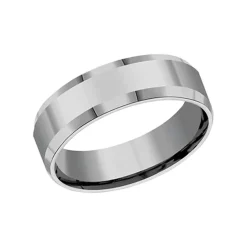Josephs Jewelers Wedding Bands For Men>Tungsten Beveled Edge 7mm Band