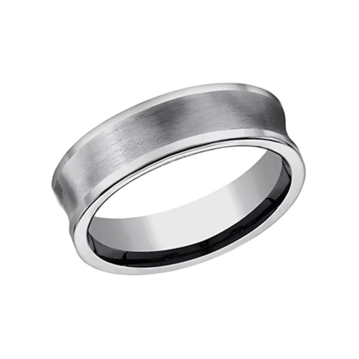 Josephs Jewelers Wedding Bands For Men>Tungsten Concave and Satin 7mm Band