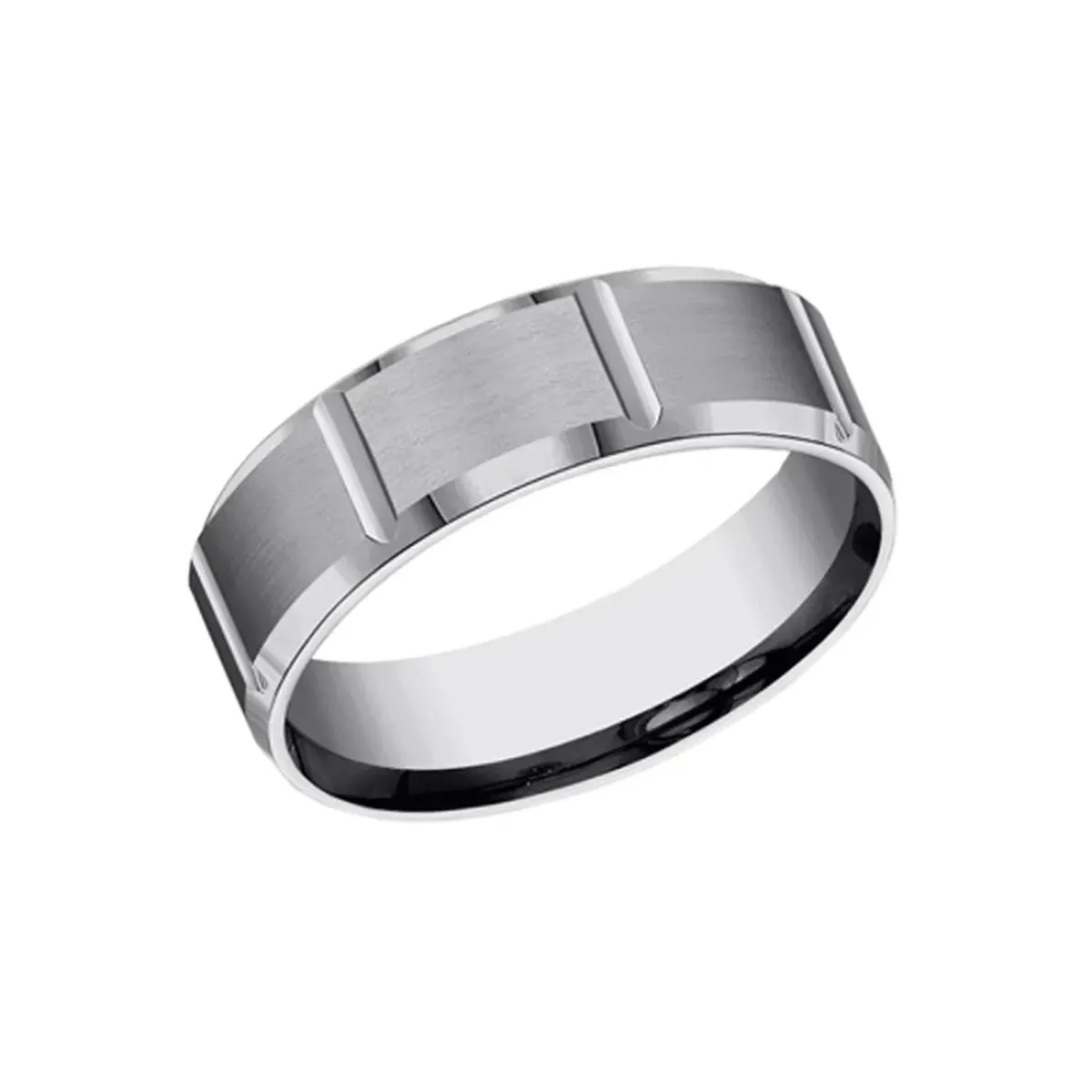 Josephs Jewelers Wedding Bands For Men>Tungsten Satin Center Wedding Band