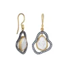 Josephs Jewelers Earrings>Two-Tone Keshi Pearl and Diamond Earrings