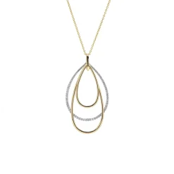 Josephs Jewelers Necklaces And Pendants>Two-Tone Pear Loop Trio Pendant and Chain