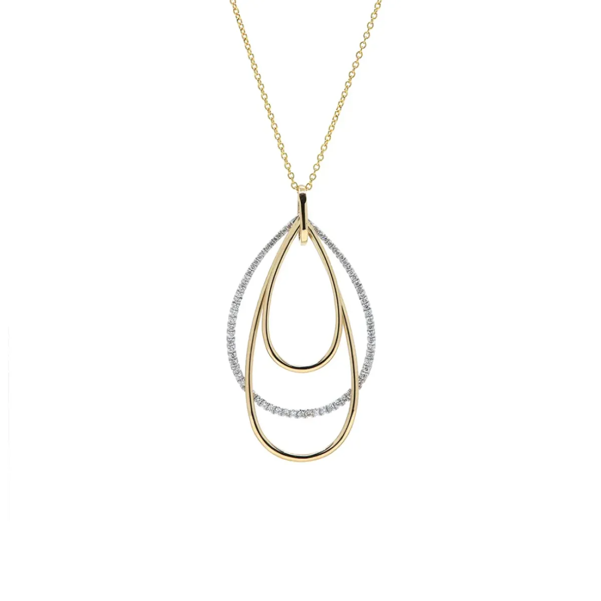 Josephs Jewelers Necklaces And Pendants>Two-Tone Pear Loop Trio Pendant and Chain