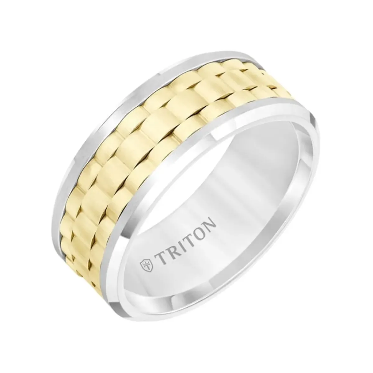 Josephs Jewelers Wedding Bands For Men>Two-Tone Tungsten Basket Weave Band