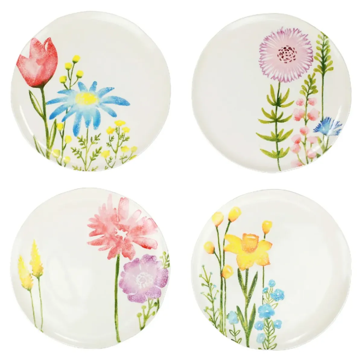 Josephs Jewelers Serveware>Vietri – Fiori Di Campo Assorted Dinner Plates Set of 4