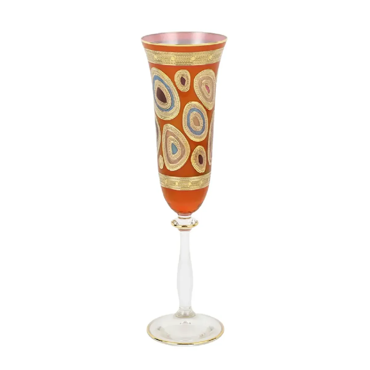 Josephs Jewelers Serveware>Vietri – Orange Regalia Champagne Flute